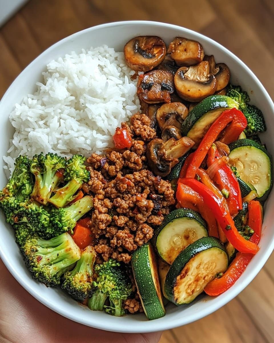 Bol nutritif avec riz, legumes et proteines