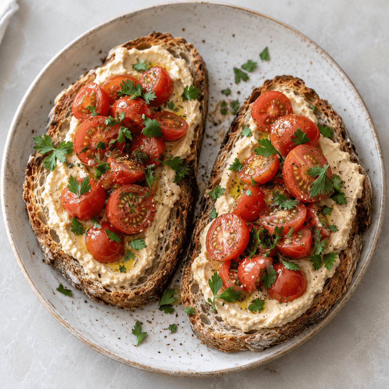 Tartines houmous & tomates